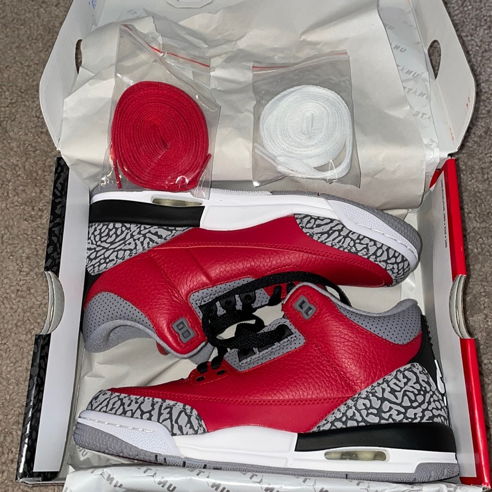 Air Jordans 3 Retro Fire Red Cement Grey